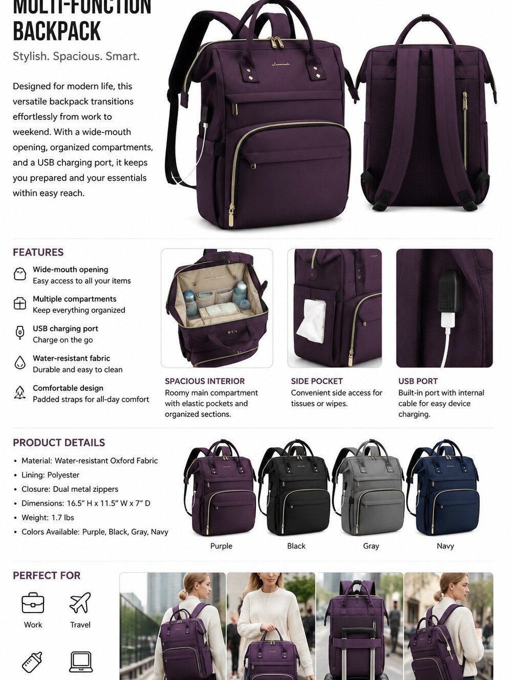 Deep Purple Women's Backpack